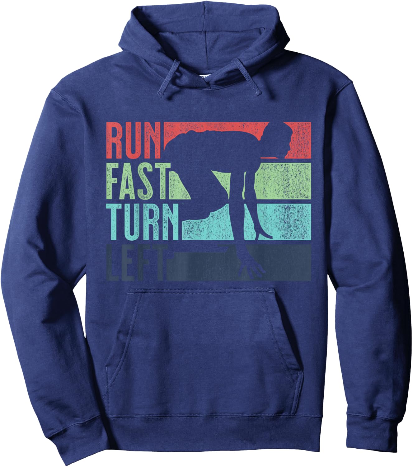 Run Fast Turn Left Sprint Dash Runners 100m 200m 400m Hoodie - Hoodie | Navy