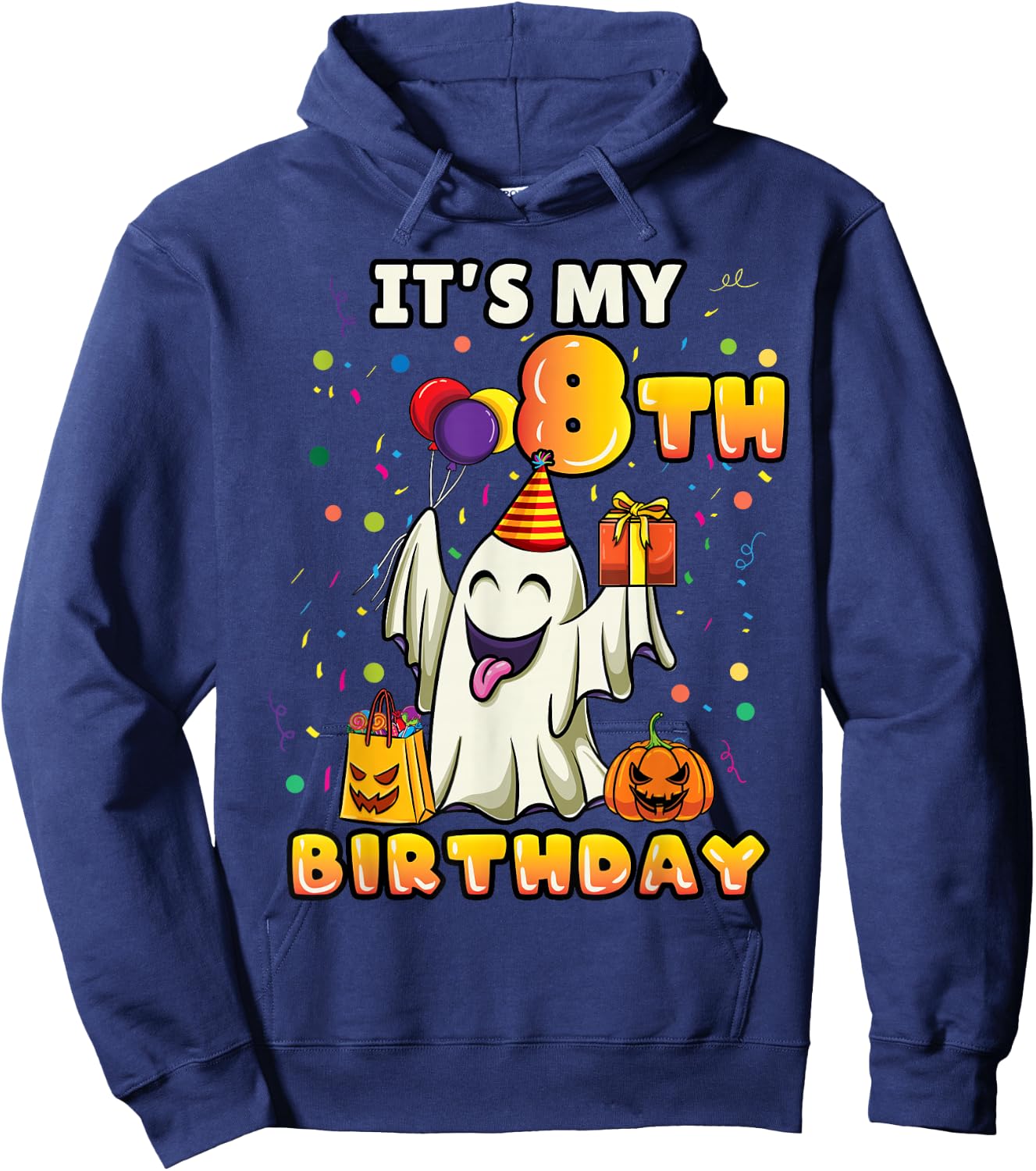 Its My 8th Birthday Ghost Halloween Kids Hoodie - Hoodie | Navy