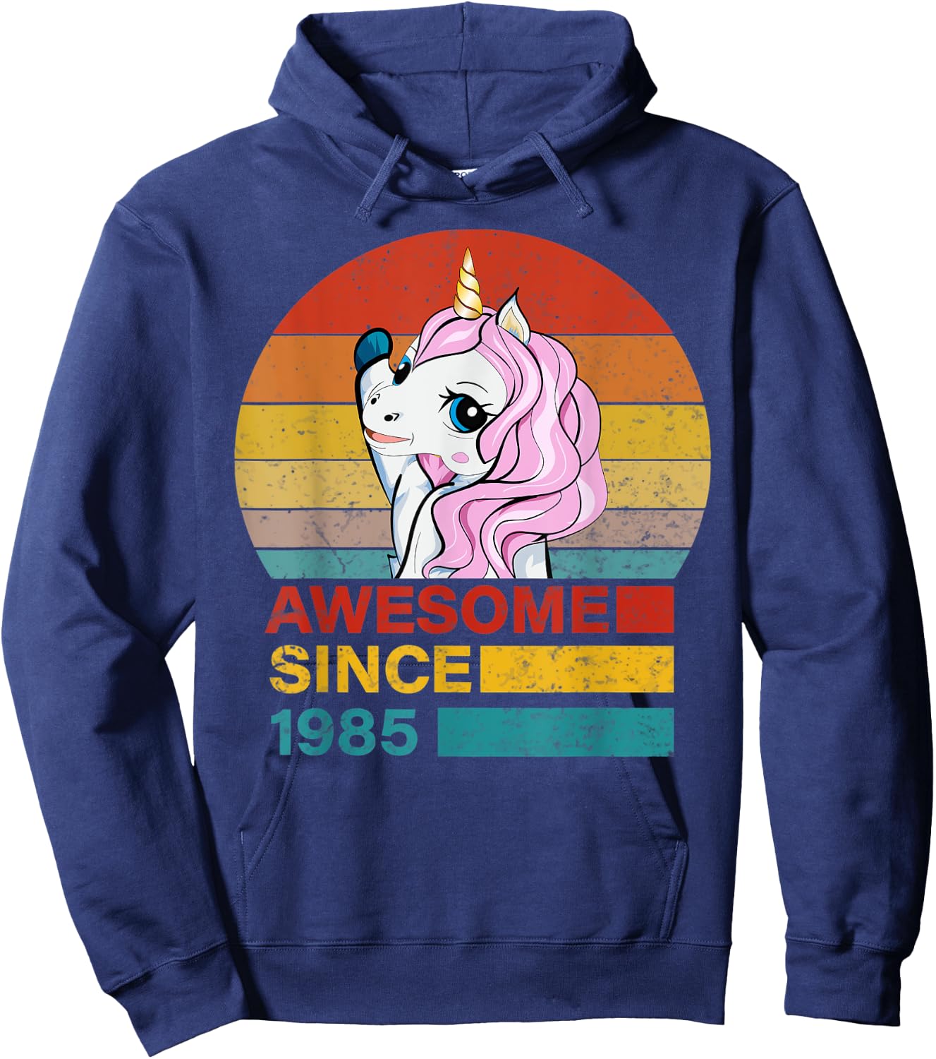 Unicorn Birthday Awesome Since 1985 36 year old birthday Gif Hoodie - Hoodie | Navy