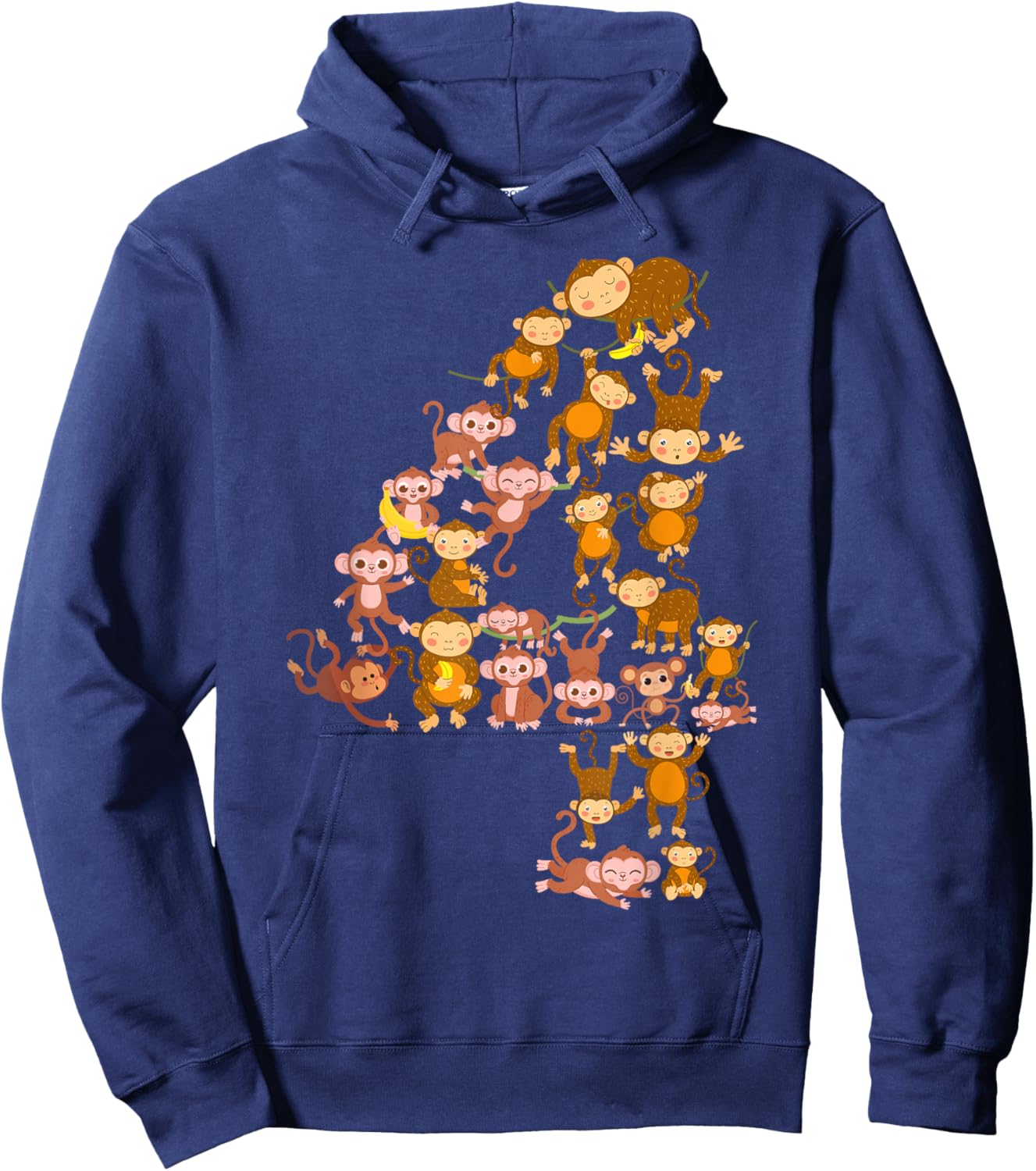 Kids 4th Birthday Monkey Theme 4 Year Old Kid Monkeys Lovers Hoodie - Hoodie | Navy
