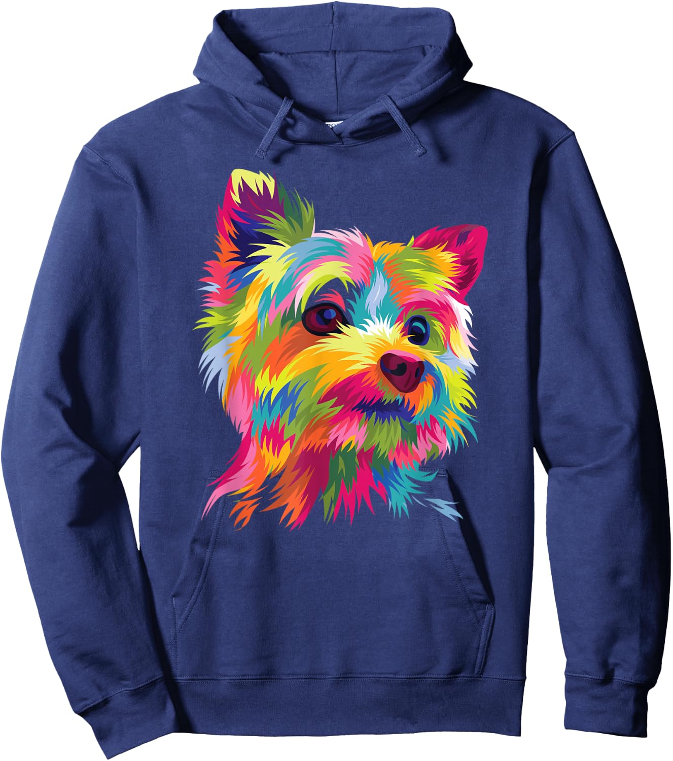 Colorful Pop Art Yorkshire Terrier Portrait Yorkie Lover Hoodie - Hoodie | Navy