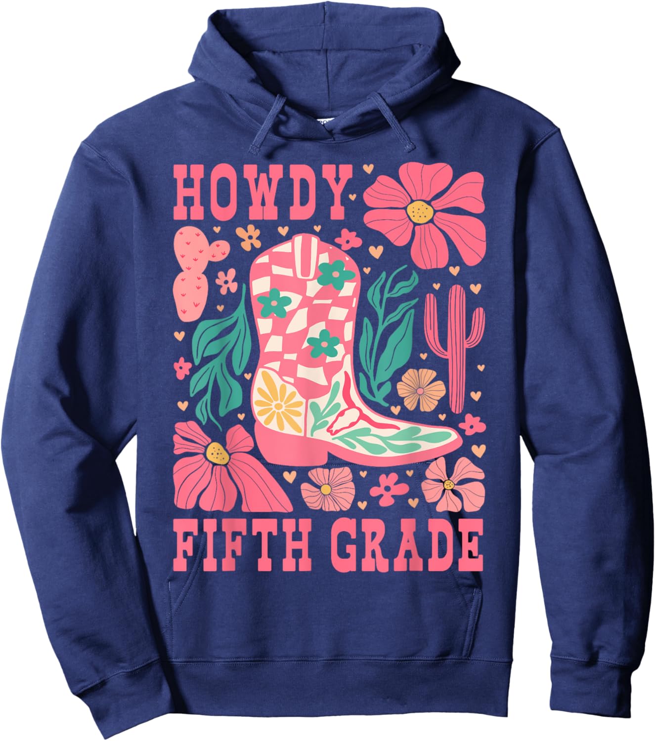 Howdy Fifth Grade Western 5th Grade Teacher Cowboy Cowgirls Hoodie - Hoodie | Navy
