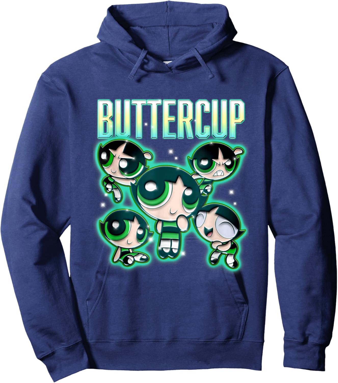 The Powerpuff Girls Buttercup Chrome Multi Pose Hoodie - Hoodie | Navy
