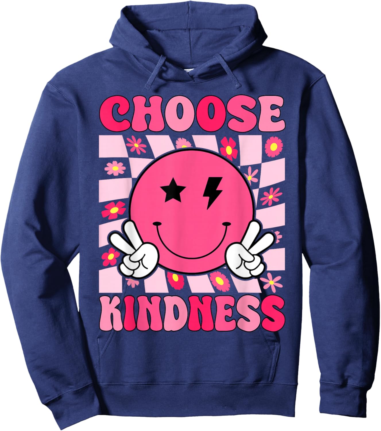 Be Kind Choose Kindness Retro Groovy Inspirational Hoodie - Hoodie | Navy