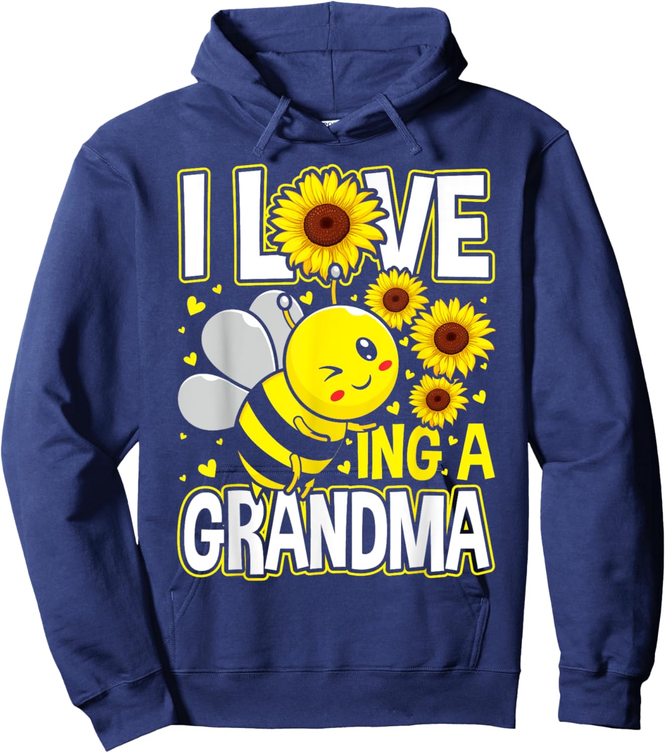 I Love Being A Grandma Sunflower Bee, Mother's Day Hoodie - Hoodie | Navy