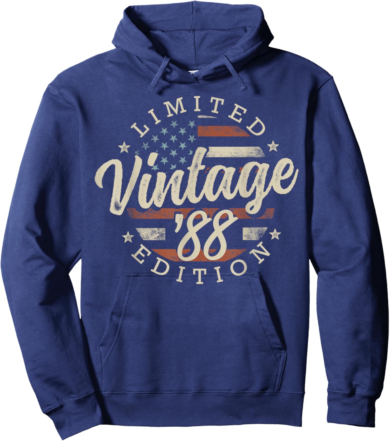 Vintage 1988 Limited Edition USA Flag 38th Birthday Hoodie - Hoodie | Navy