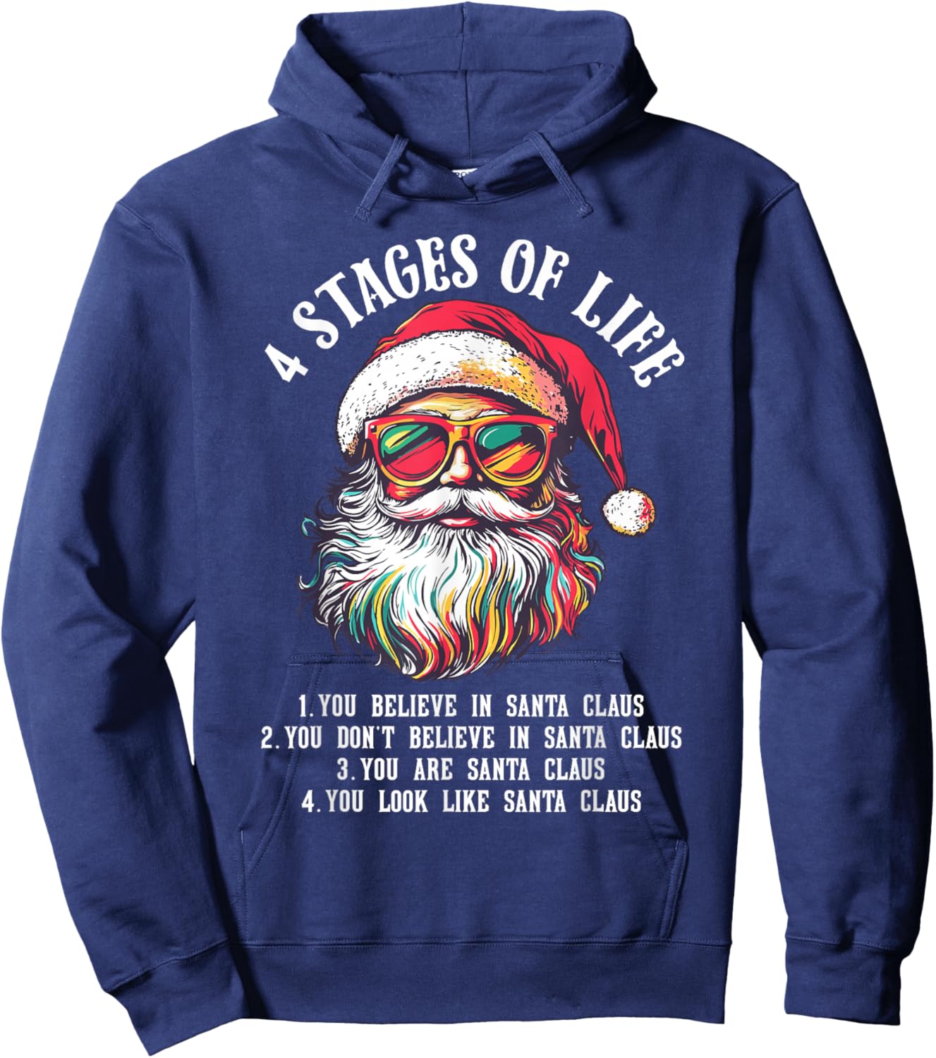 Funny Santa 4 Stages of Life Christmas Hoodie - Hoodie | Navy