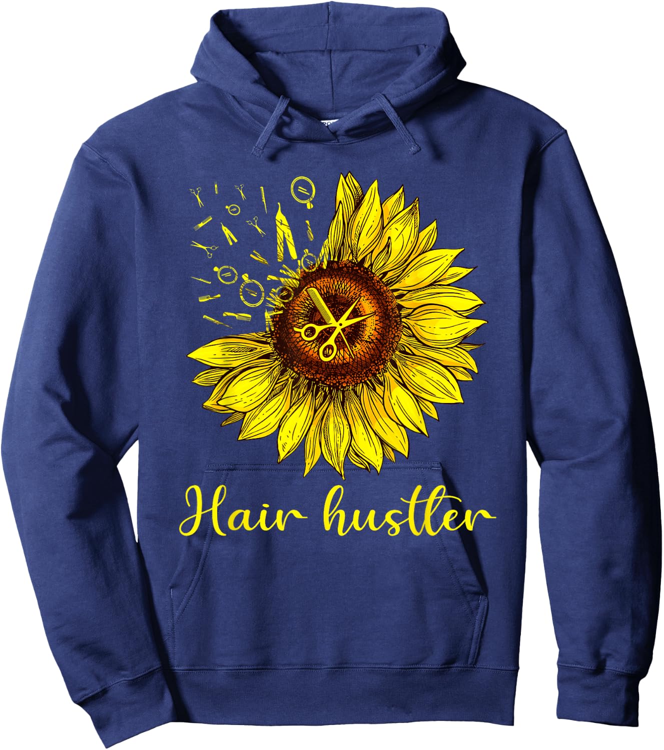Hairstylist Hair Hustler Shirt St Sunflower Gift Women Hoodie - Hoodie | Navy