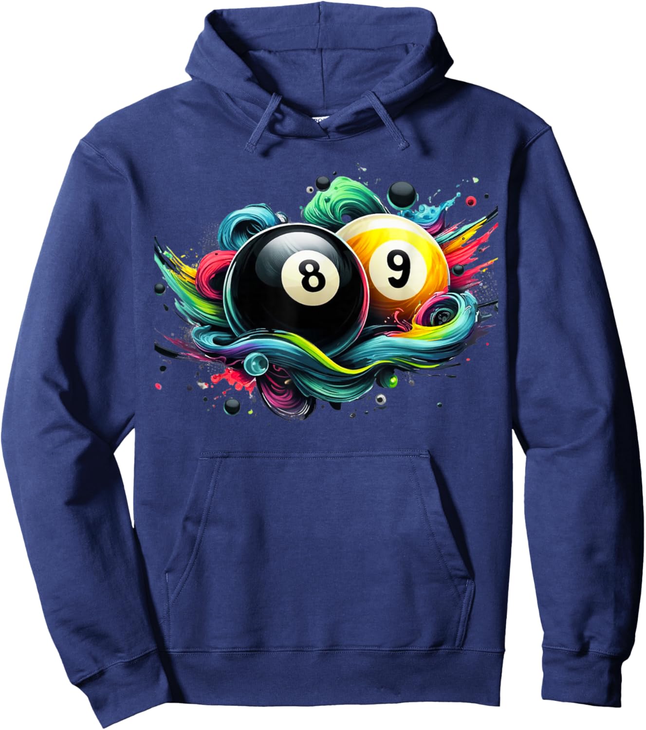 Billiards Pool Player 8 Ball 9 Ball Paint Art Billiard Balls Hoodie - Hoodie | Navy