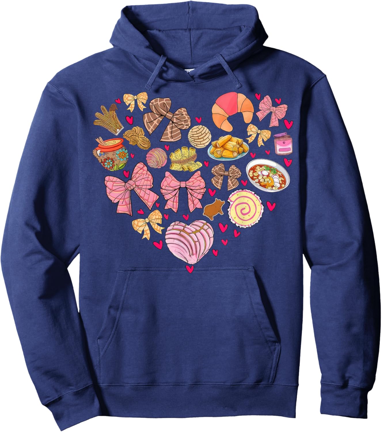 Valentine Conchas Pan Dulce Heart Mexican Valentine's Day Hoodie - Hoodie | Navy