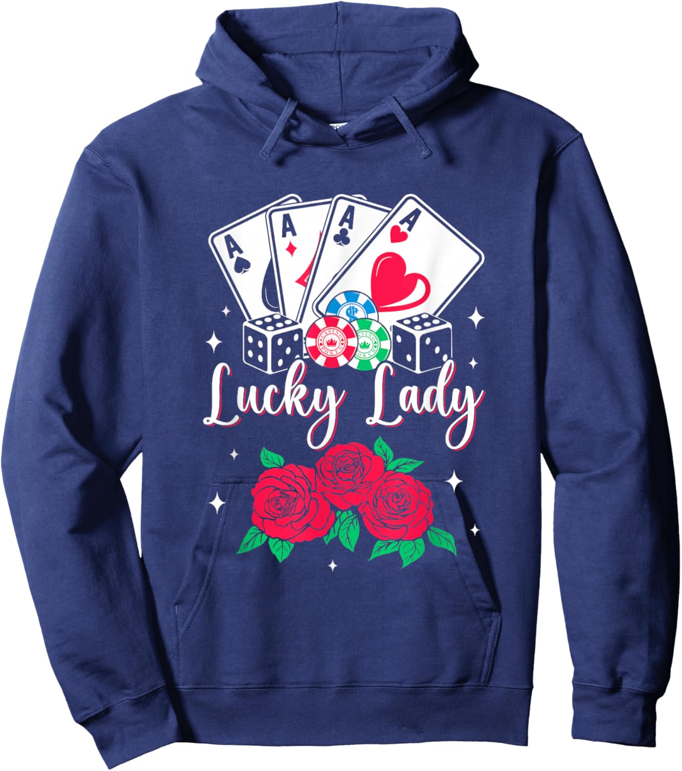 Lucky Lady Poker Player Gambling Casino Design Women Hoodie - Hoodie | Navy