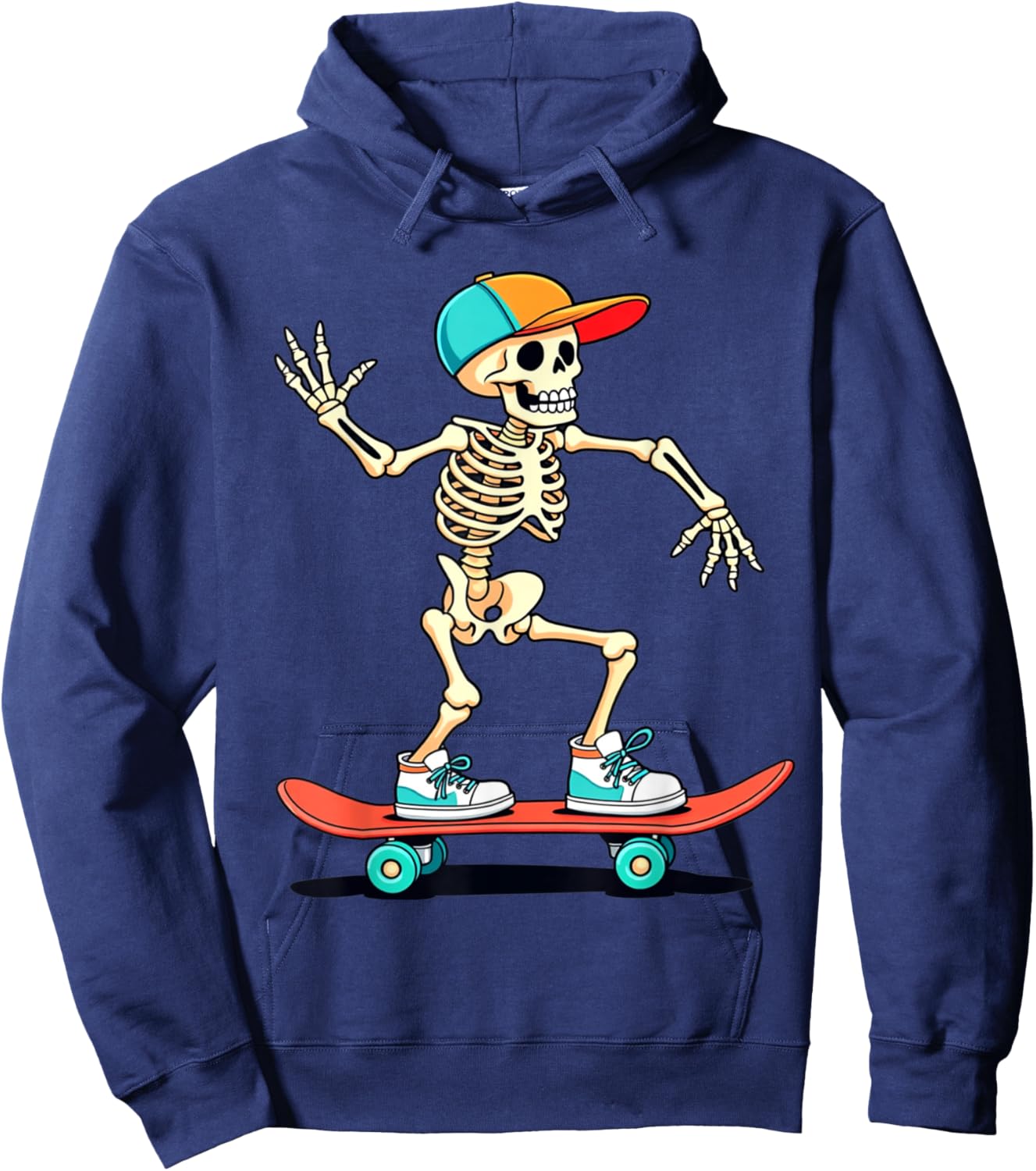 Skeleton Skating Skateboarding Skater Boys Girls Kids Hoodie - Hoodie | Navy
