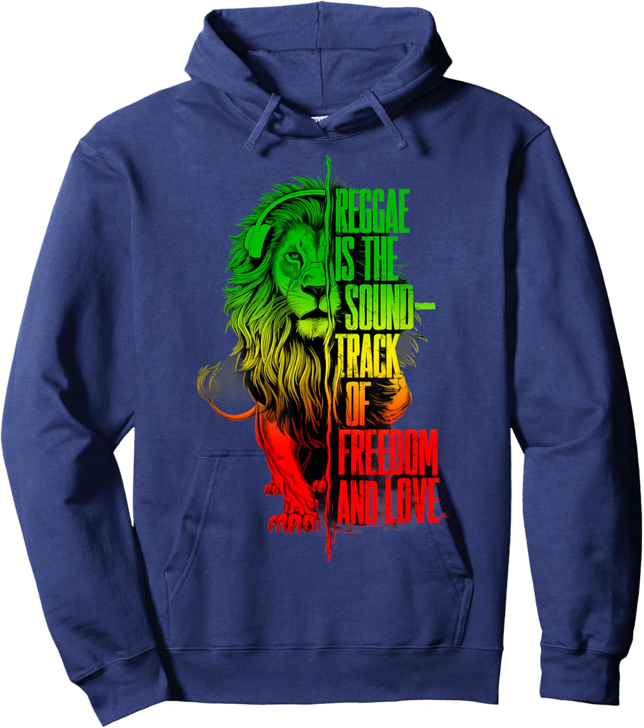 Rasta Reggae Lion Of Judah Reggae Music Headphones Hoodie - Hoodie | Navy