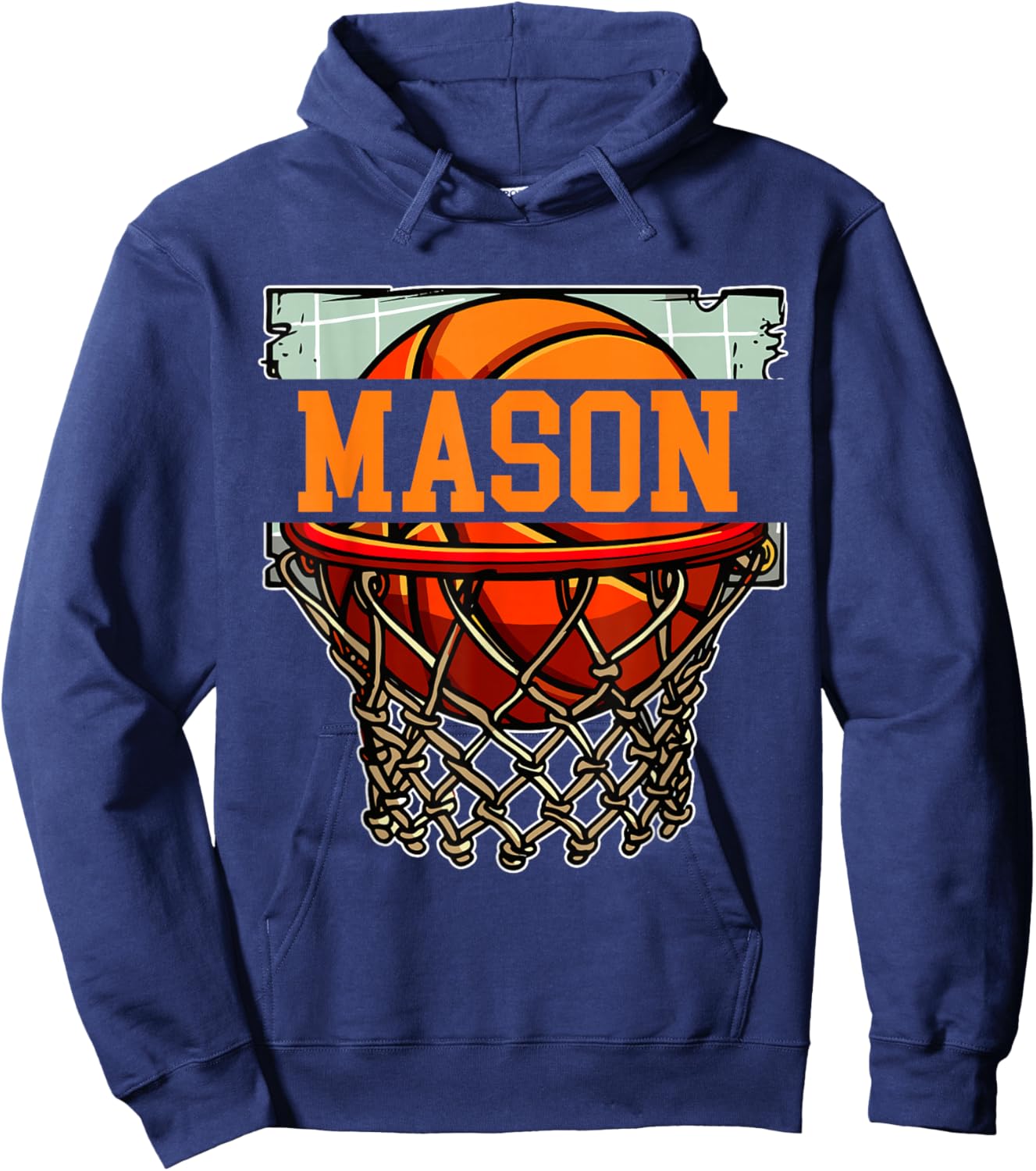 Nom personnalisé Mason Basketball Hoodie - Hoodie | Navy