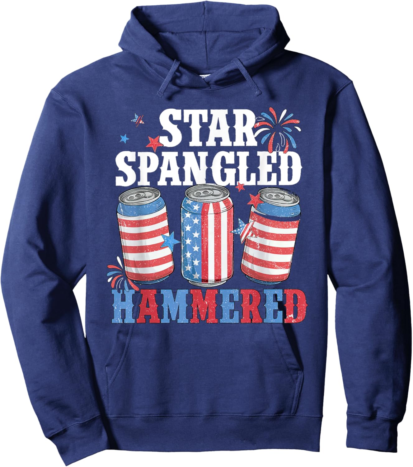 Retro Getting Star Spangled Hammered America 4th Of July Men Hoodie - Hoodie | Navy