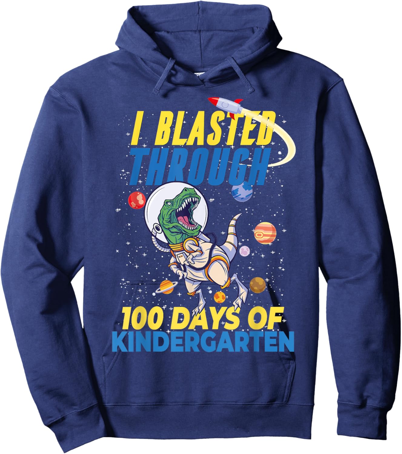 100 Days of Kindergarten Astronaut Dinosaur Kids Teachers Hoodie - Hoodie | Navy