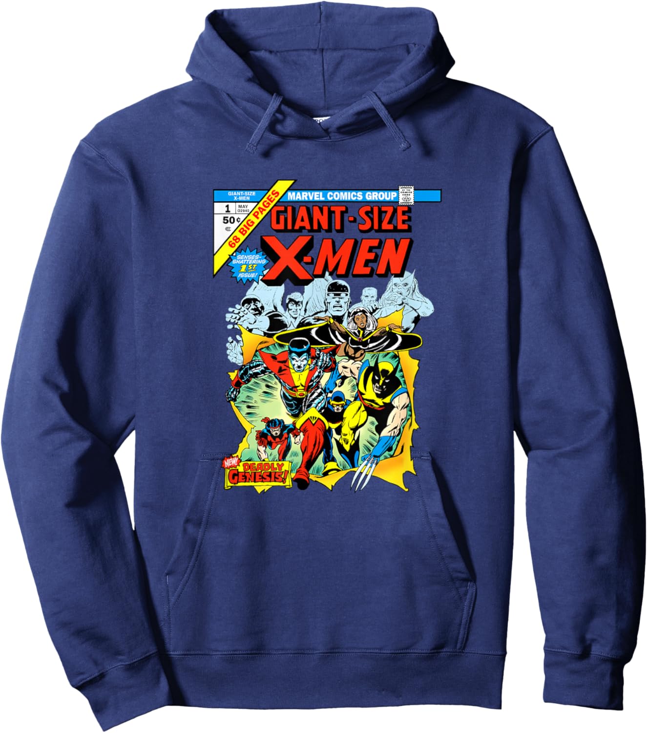 Marvel X-Men Giant Size X-Men Retro Comic Book Cover Hoodie - Hoodie | Navy