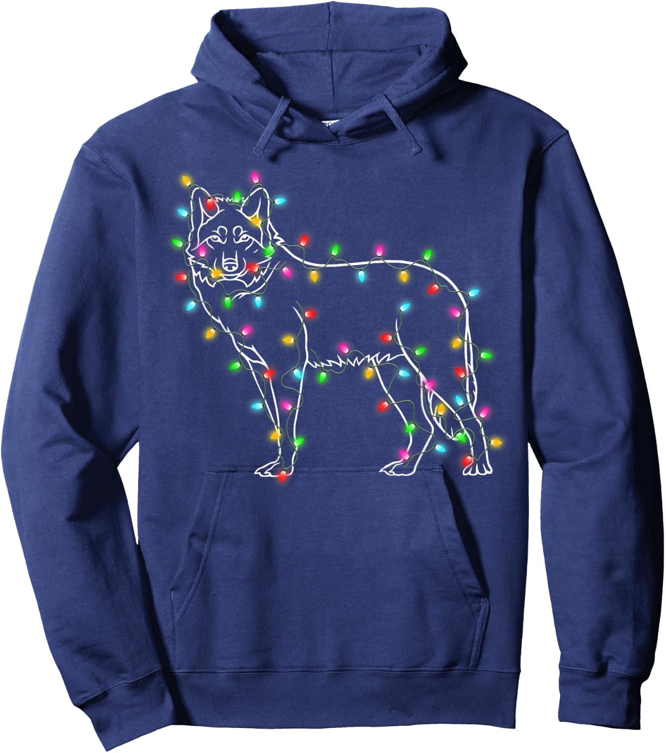 Wolfs Tree Christmas Sweater Xmas Pet Animal Wolf Lover Gift Hoodie - Hoodie | Navy