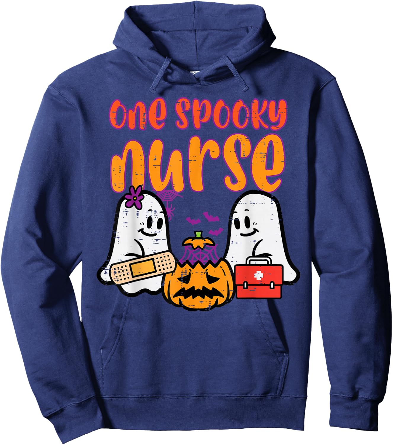 Ghosts One Spooky Nurse Halloween Nurse Fall Scrub RN Women Hoodie - Hoodie | Navy