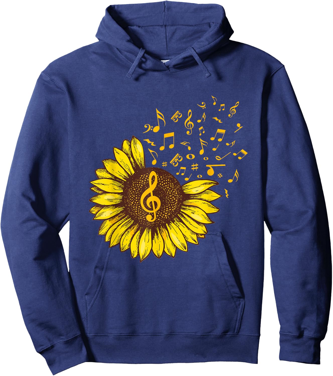 Sunflower Music Note Music Lovers Hoodie - Hoodie | Navy