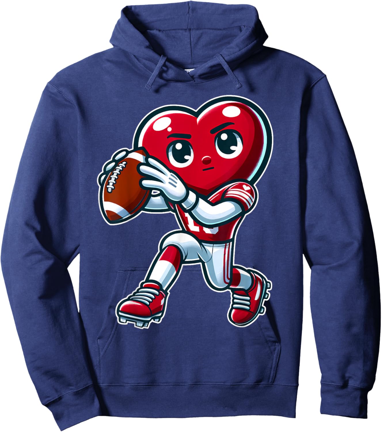 Valentine's Day Heart Quarterback Football Sports Hoodie - Hoodie | Navy