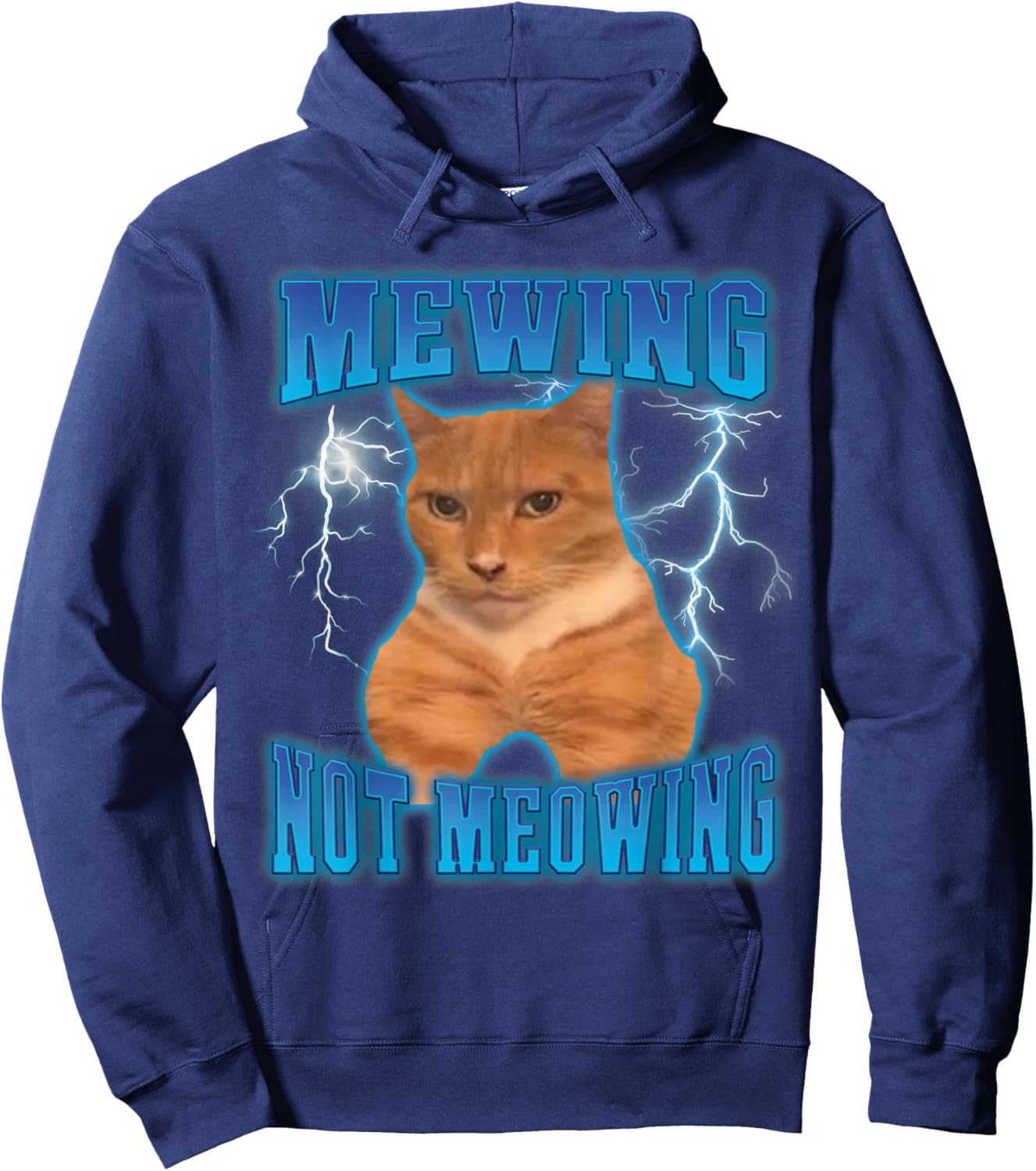 Cat Mewing Meme Cat Mewing Not Meowing Hoodie - Hoodie | Navy