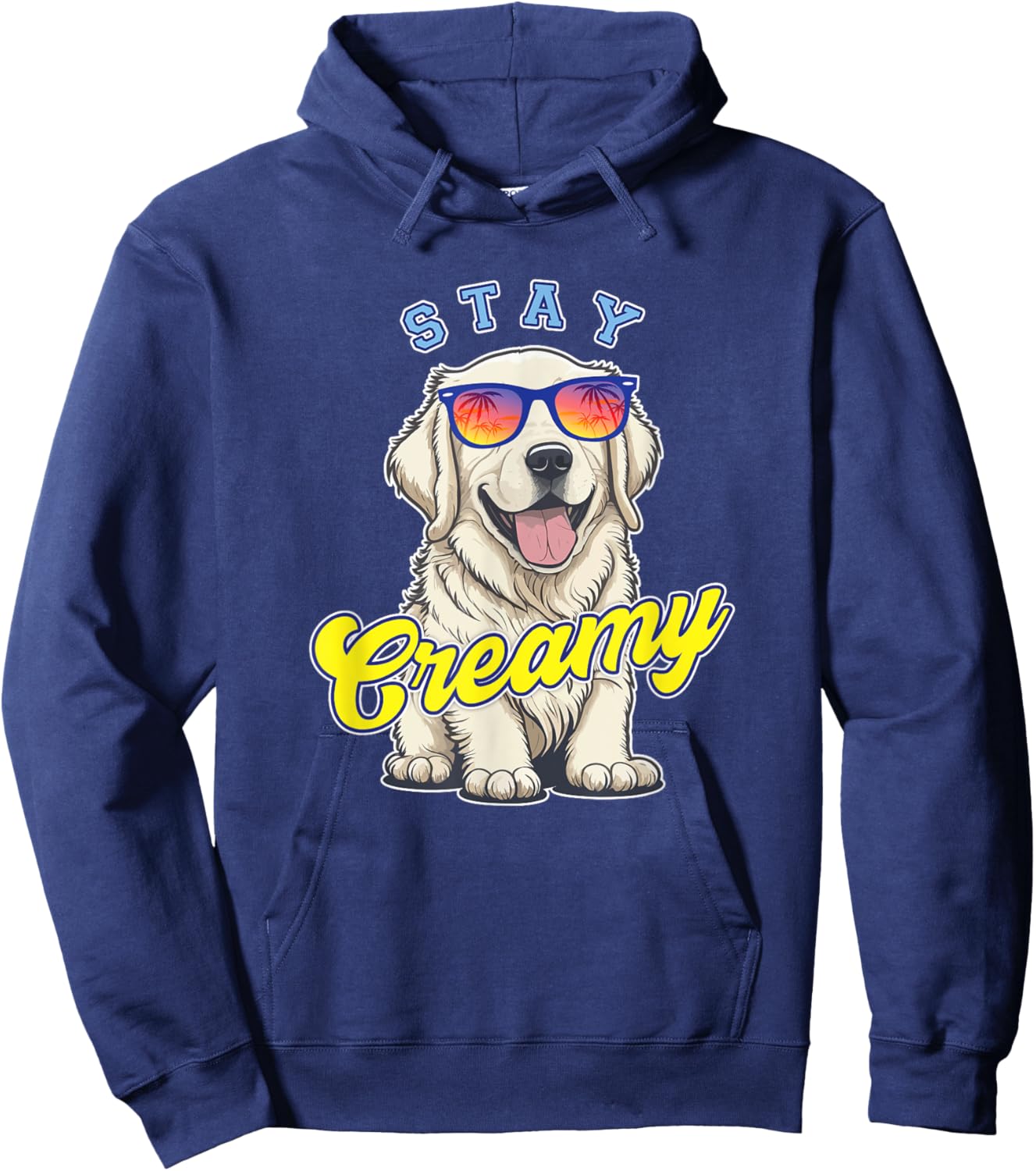English Cream Golden Retriever Funny ECGR Puppy Stay Creamy Hoodie - Hoodie | Navy
