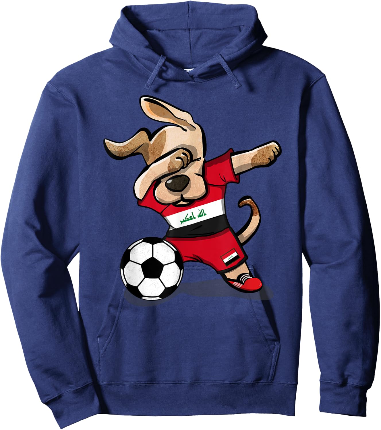 Dabbing Dog Iraq Soccer Fans Jersey Iraqi Football Lovers Men Women Girls Kids Hoodie - Hoodie | Navy