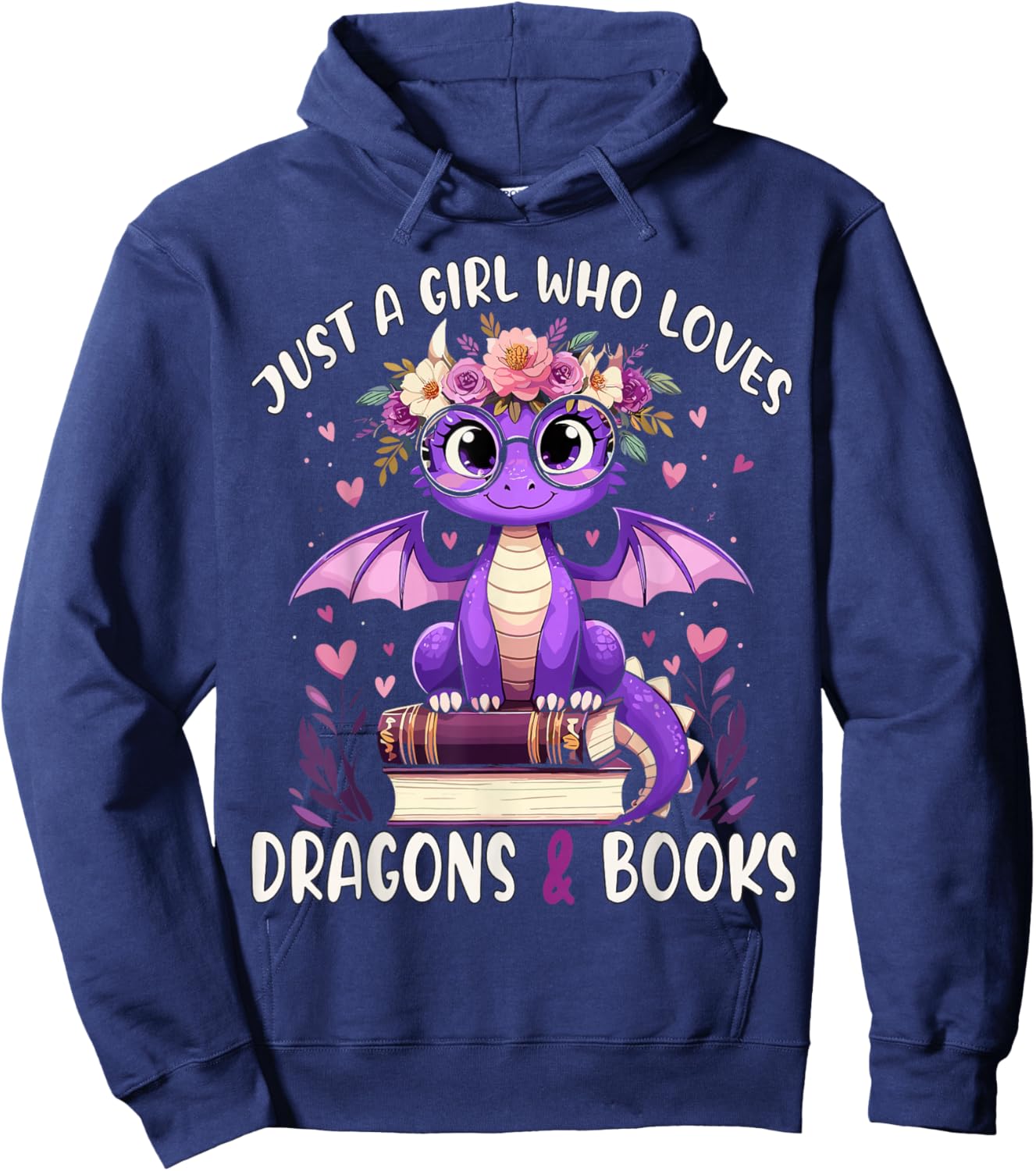 Just a Girl who loves Dragons and Books Dragon Reading Hoodie - Hoodie | Navy