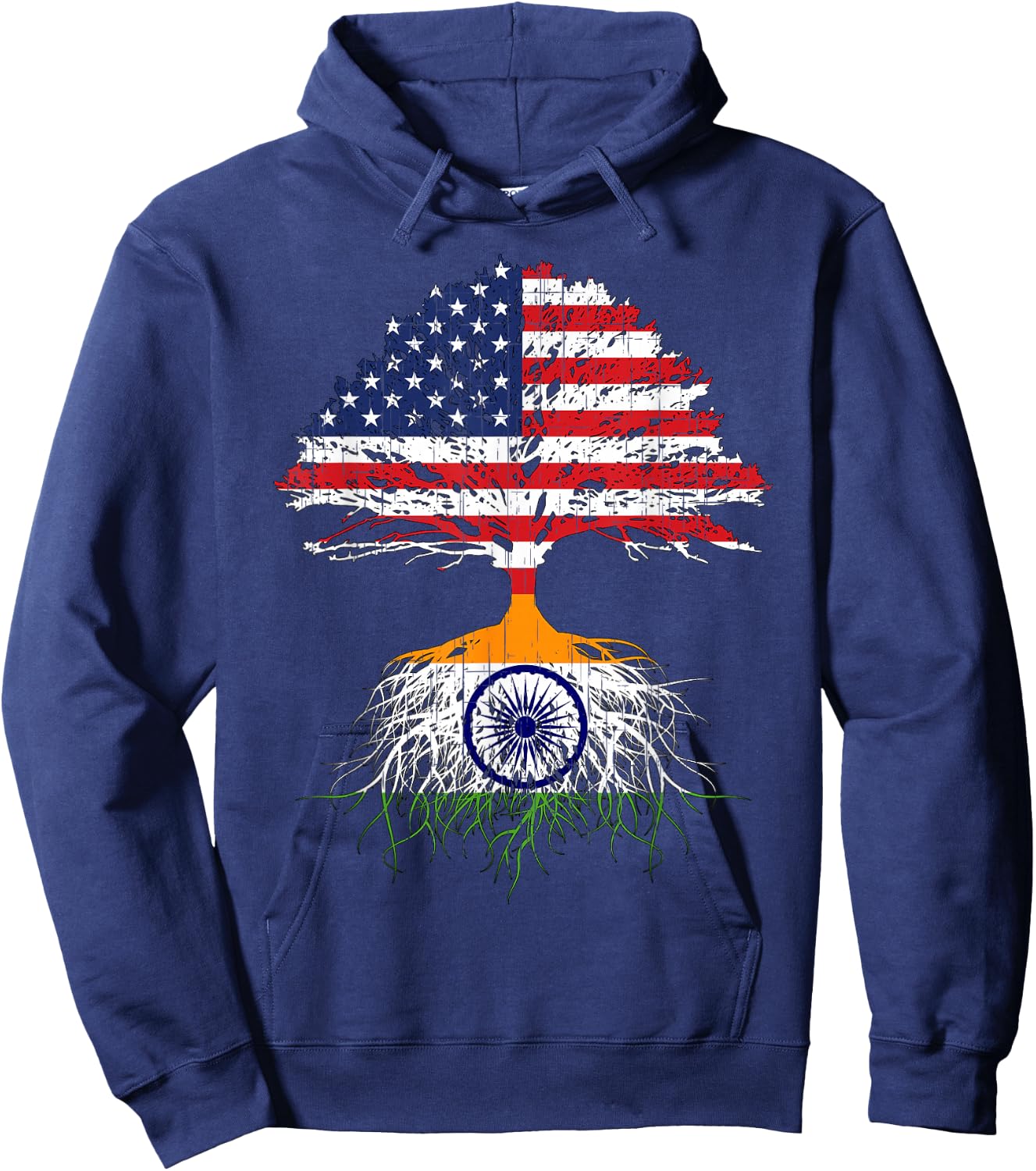 India Roots Flag Shirt Naturalization Gift Person from India Hoodie - Hoodie | Navy