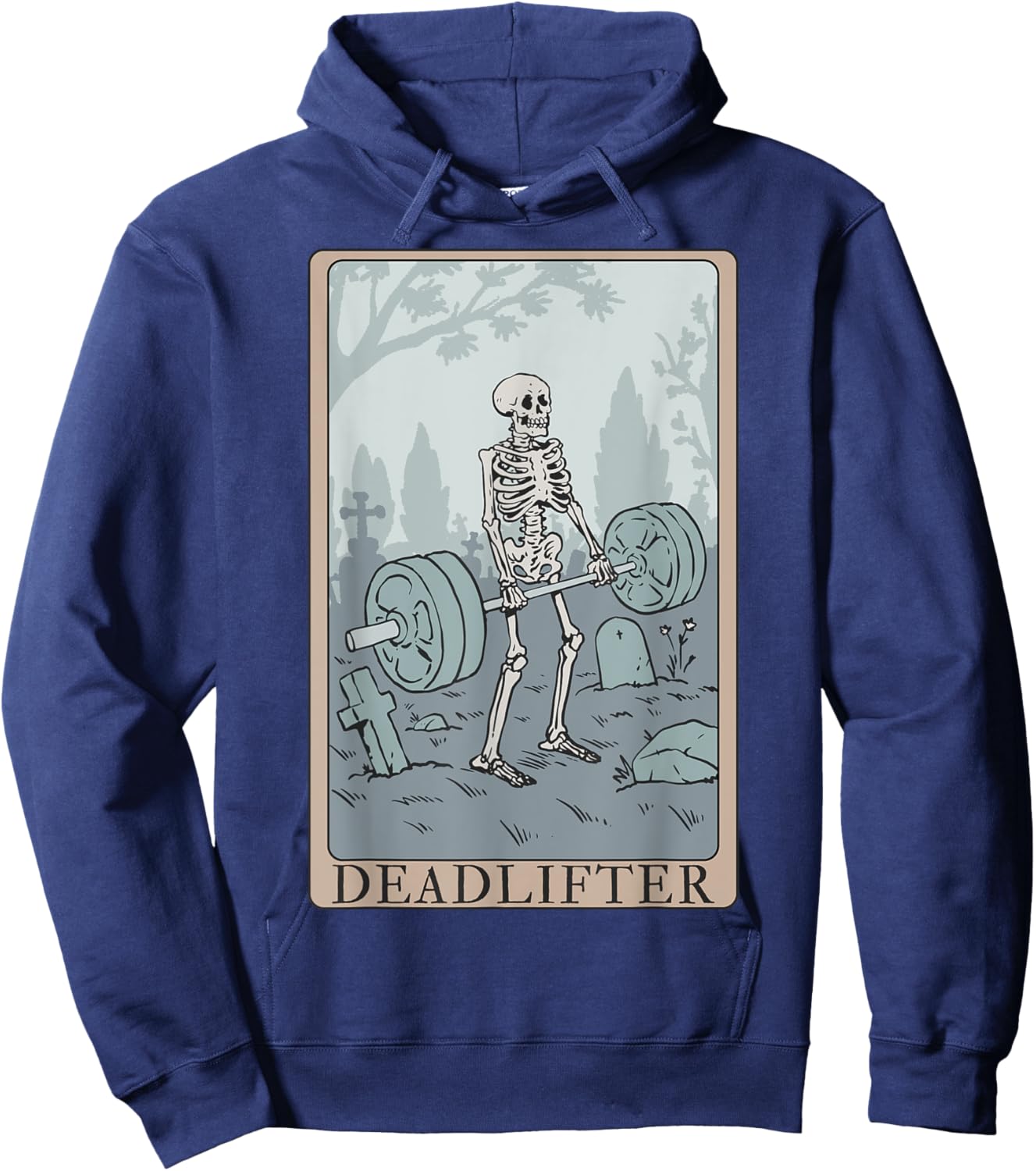 Funny Skeleton Tarot Card Deadlifter Bodybuilding Hoodie - Hoodie | Navy