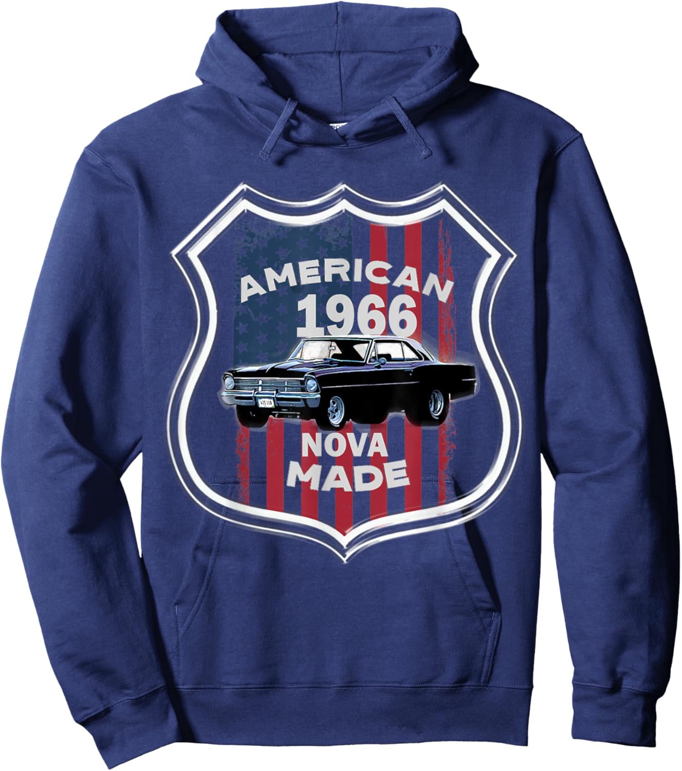 1966 66 Chevys Nova 2 Classic Car Old School Muscle Car Hoodie - Hoodie | Navy