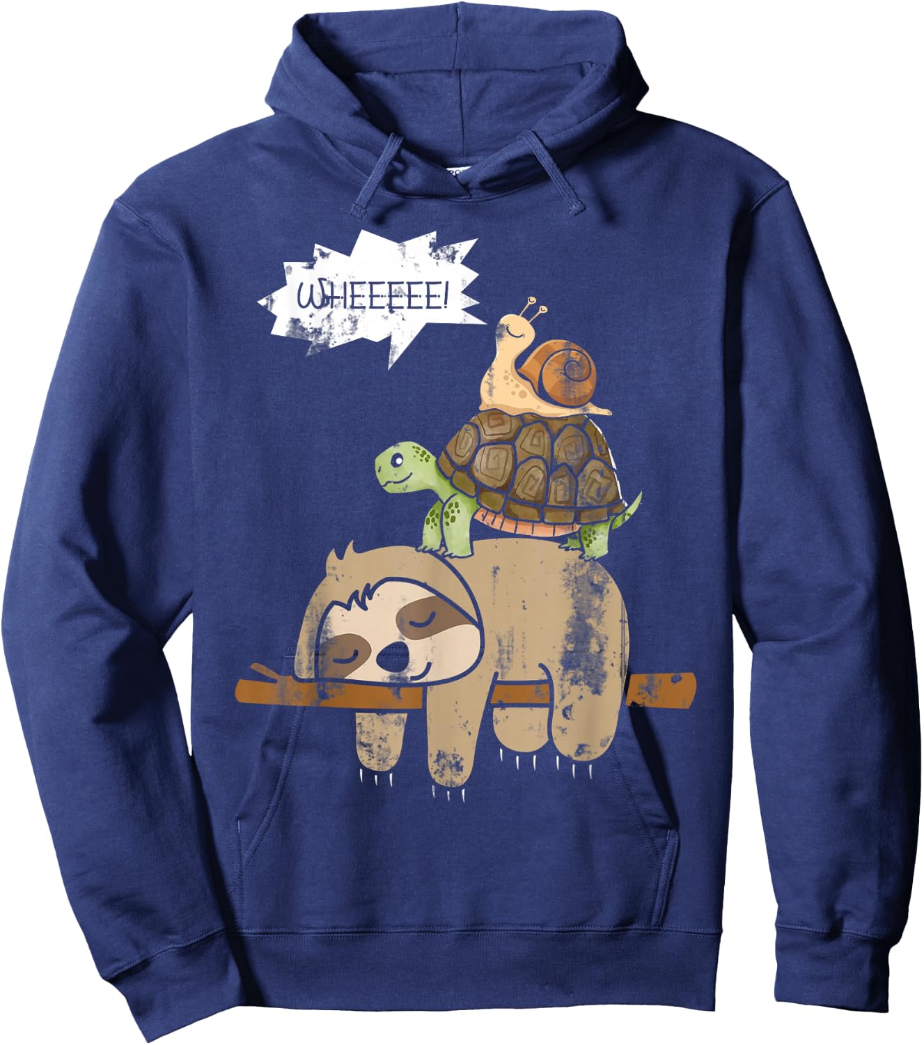 Turtle Riding A Sloth Whee Funny Sloth Hoodie - Hoodie | Navy