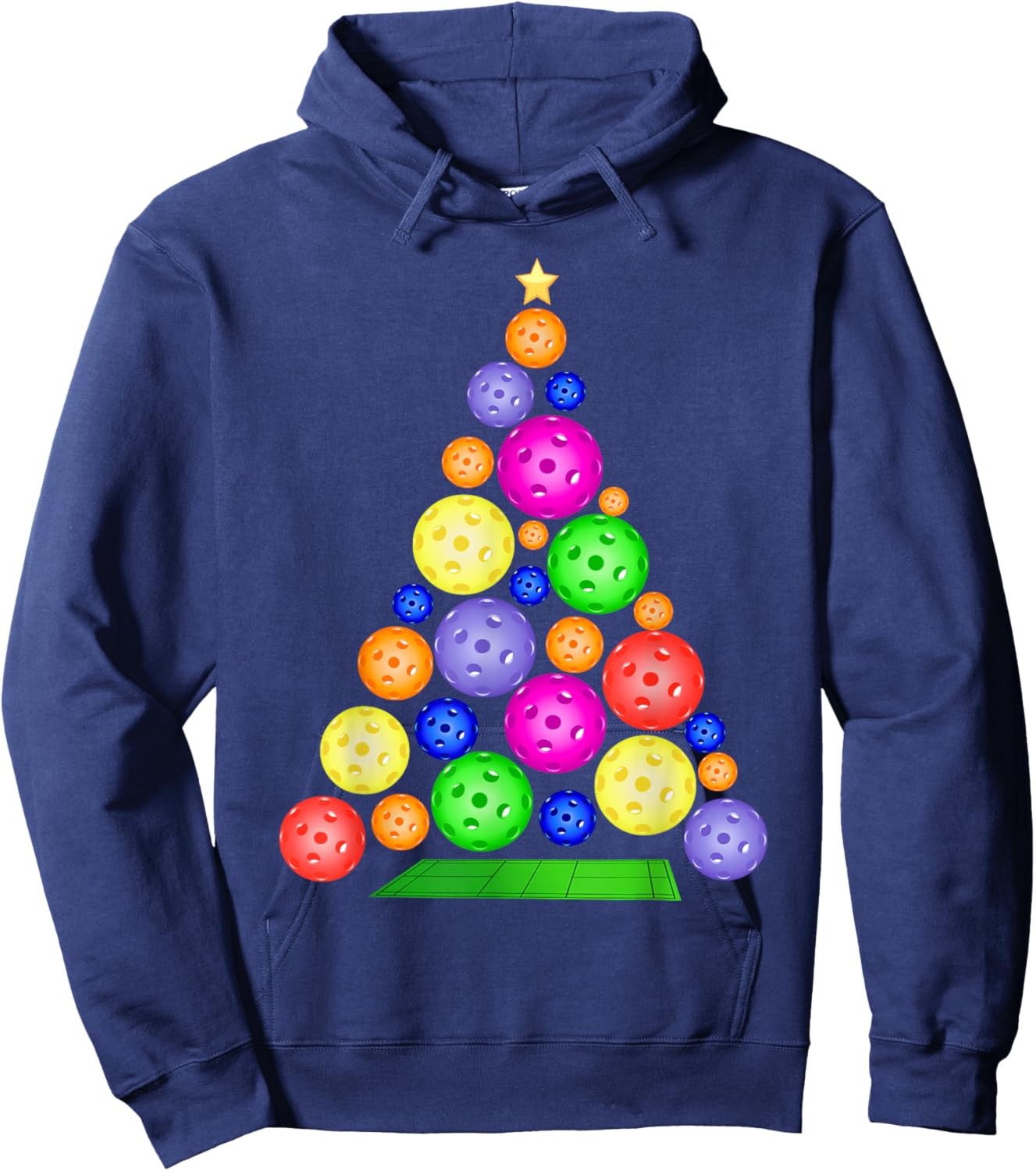 Pickleball Christmas Tree Hoodie - Hoodie | Navy
