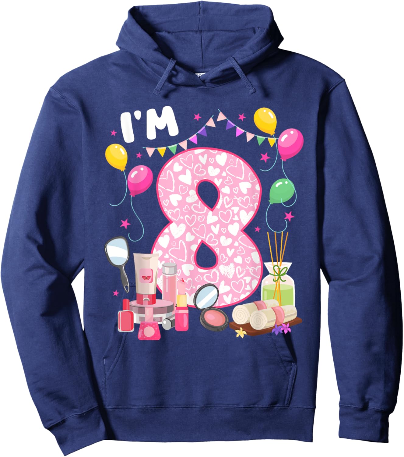 8 Year Old Birthday Spa Lover 8th Spa Themed Party Hoodie - Hoodie | Navy