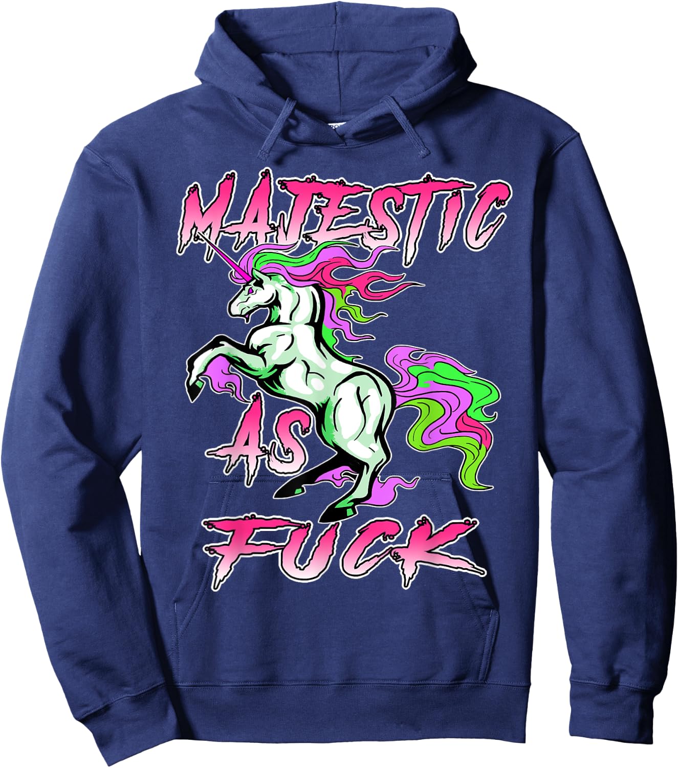 Majestic as Fuck Unicorn Shirt, Fucking Magical, Funny Humor Hoodie - Hoodie | Navy