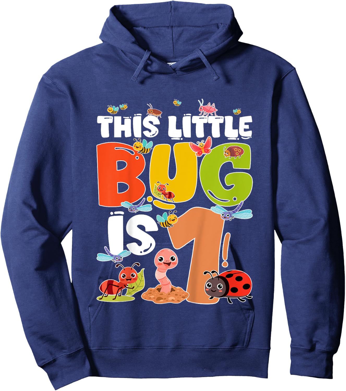 1st Bug Birthday One Year Old Bugs Birthday Insects Hoodie - Hoodie | Navy