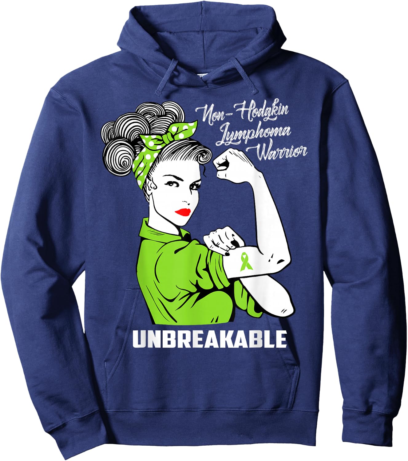Non-Hodgkin Lymphoma Warrior Unbreakable Awareness Hoodie - Hoodie | Navy