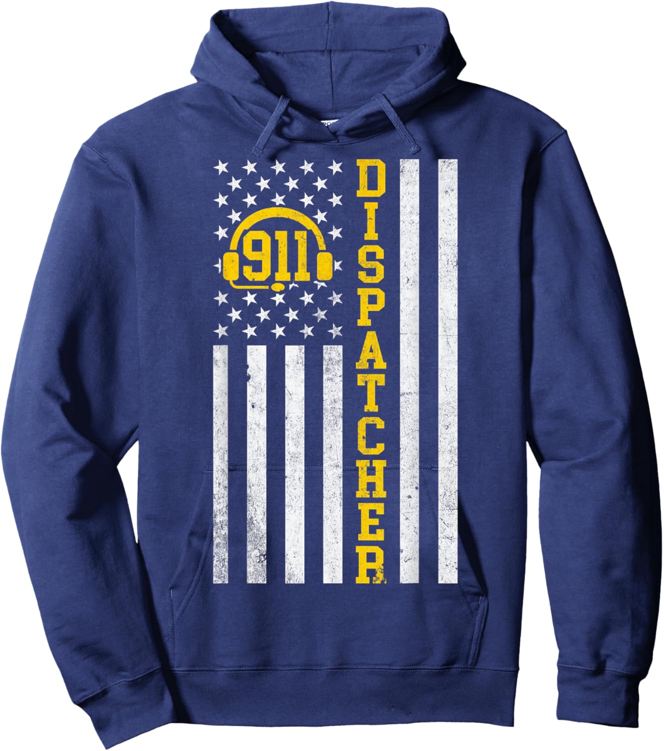 911 Dispatcher Operator - USA Flag Police Emergency Call Hoodie - Hoodie | Navy