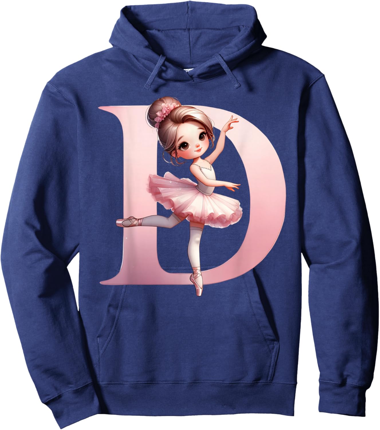 Ballerina Girl Dancing Name First Letter D Girly Tutu Ballet Hoodie - Hoodie | Navy