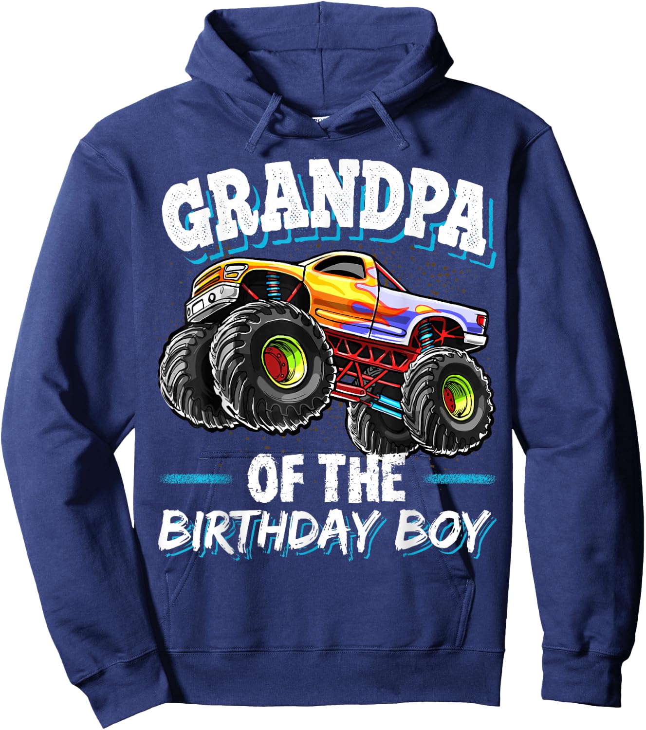 Grandpa of the Birthday Boy Monster Truck Birthday Party Hoodie - Hoodie | Navy