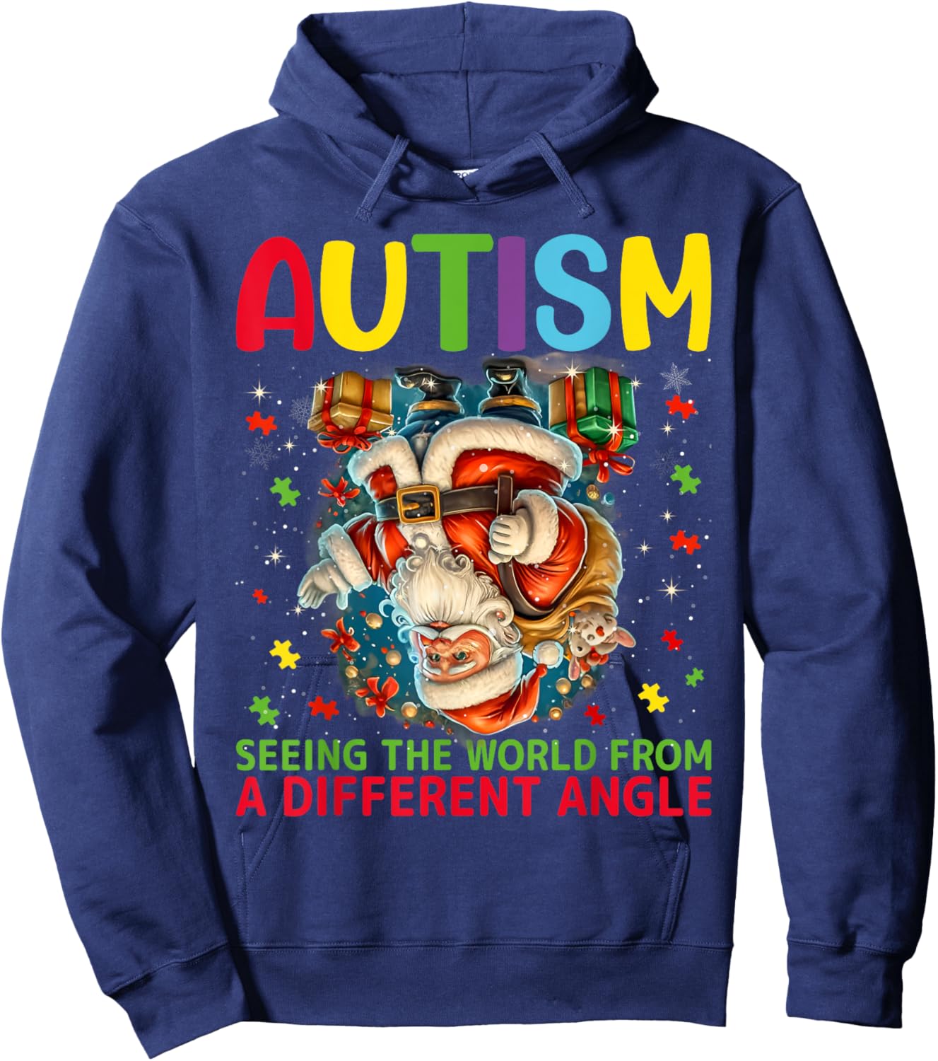 Autism Christmas Autistic Xmas Day Love Autism Awareness Hoodie - Hoodie | Navy