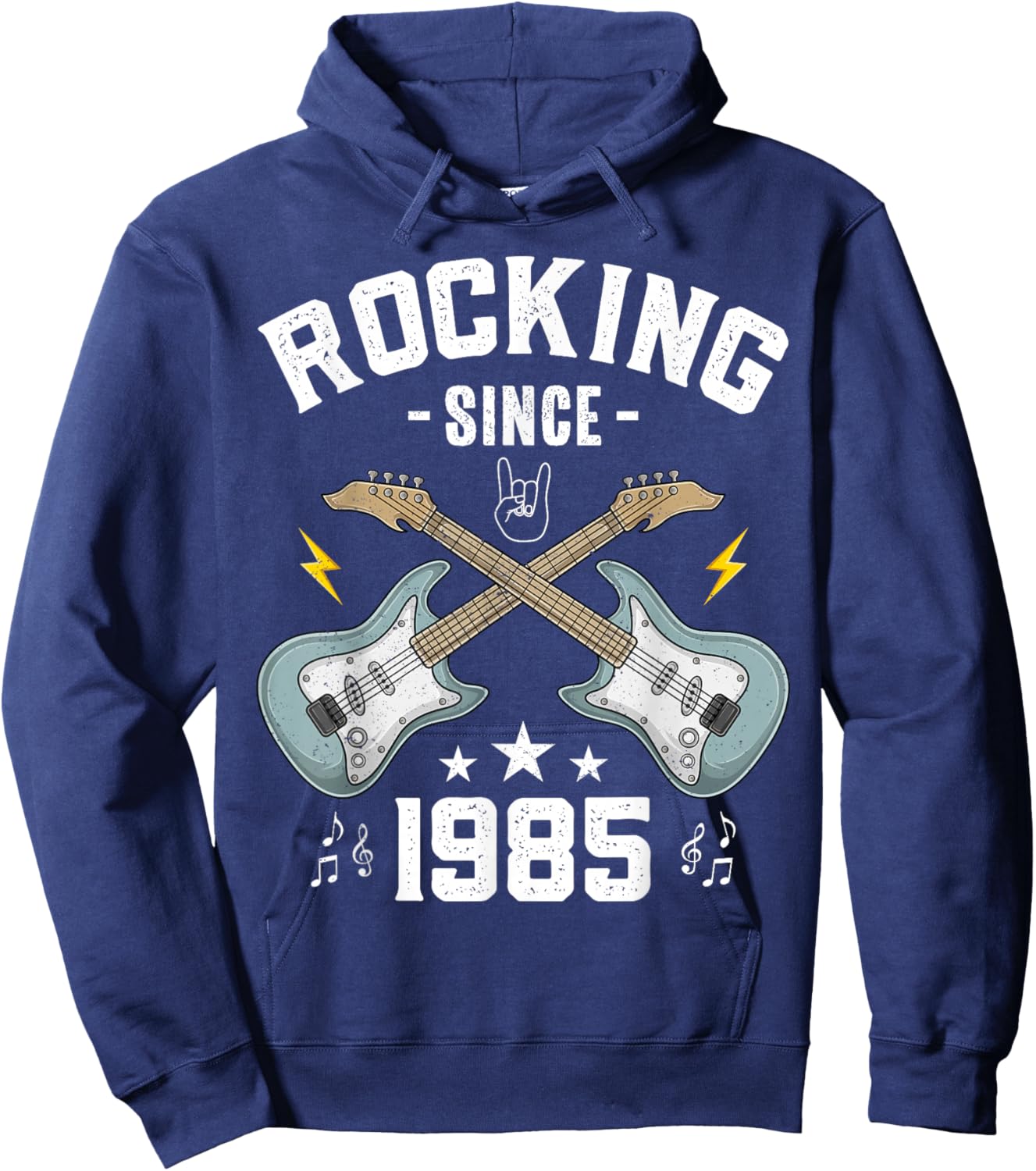 Rocking Since 1985 Vintage Guitar 40th Birthday Hoodie - Hoodie | Navy