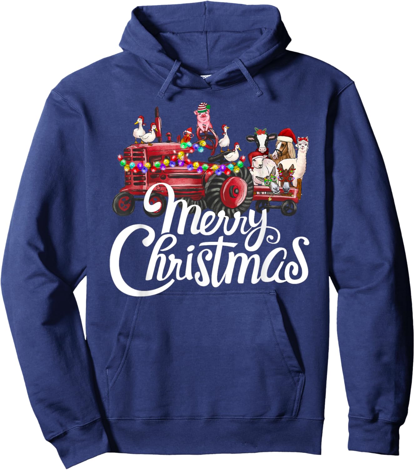 Merry Christmas cute Christmas Farm animal Truck Hoodie - Hoodie | Navy