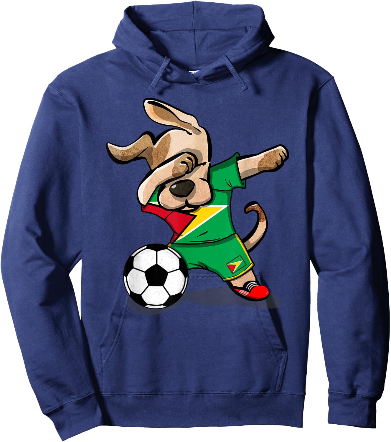 Dog Dabbing Guyana Soccer Jersey Shirt Guyanese Football Men Women Kids Hoodie - Hoodie | Navy
