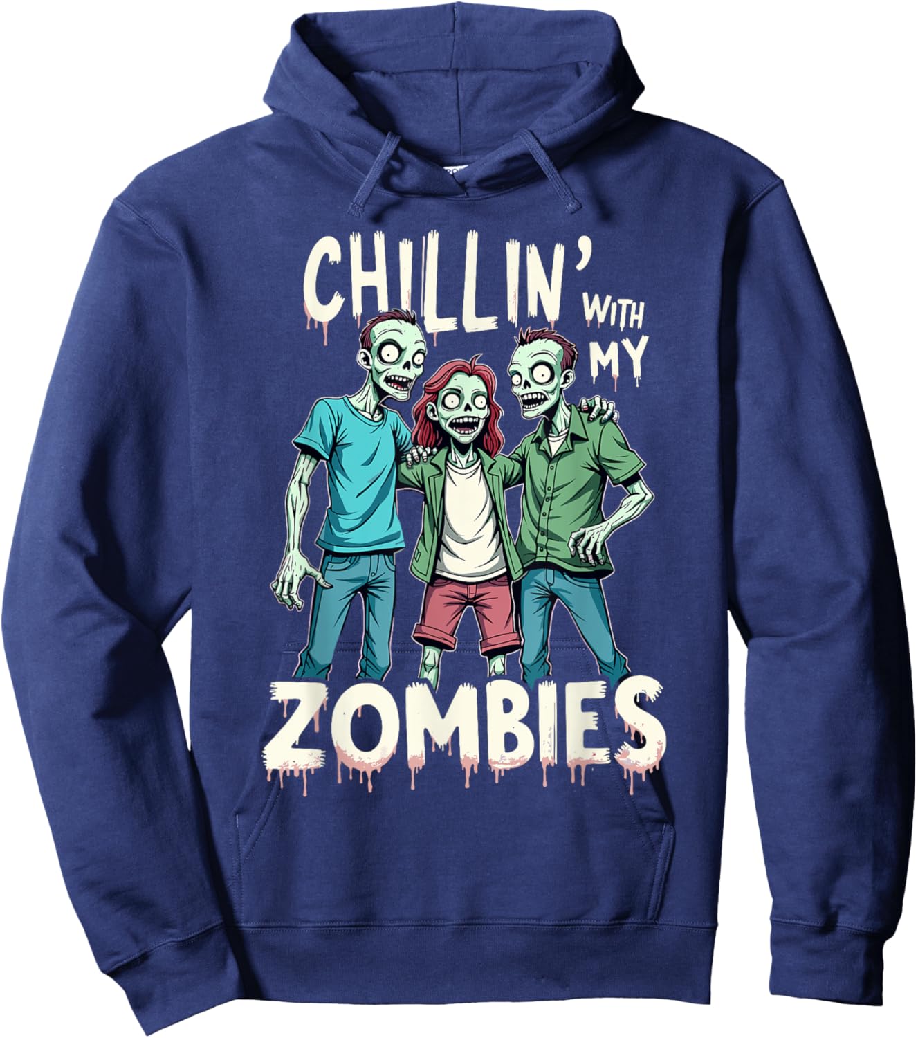 Chillin With My Zombies Funny Zombie Costume Boys Halloween Hoodie - Hoodie | Navy