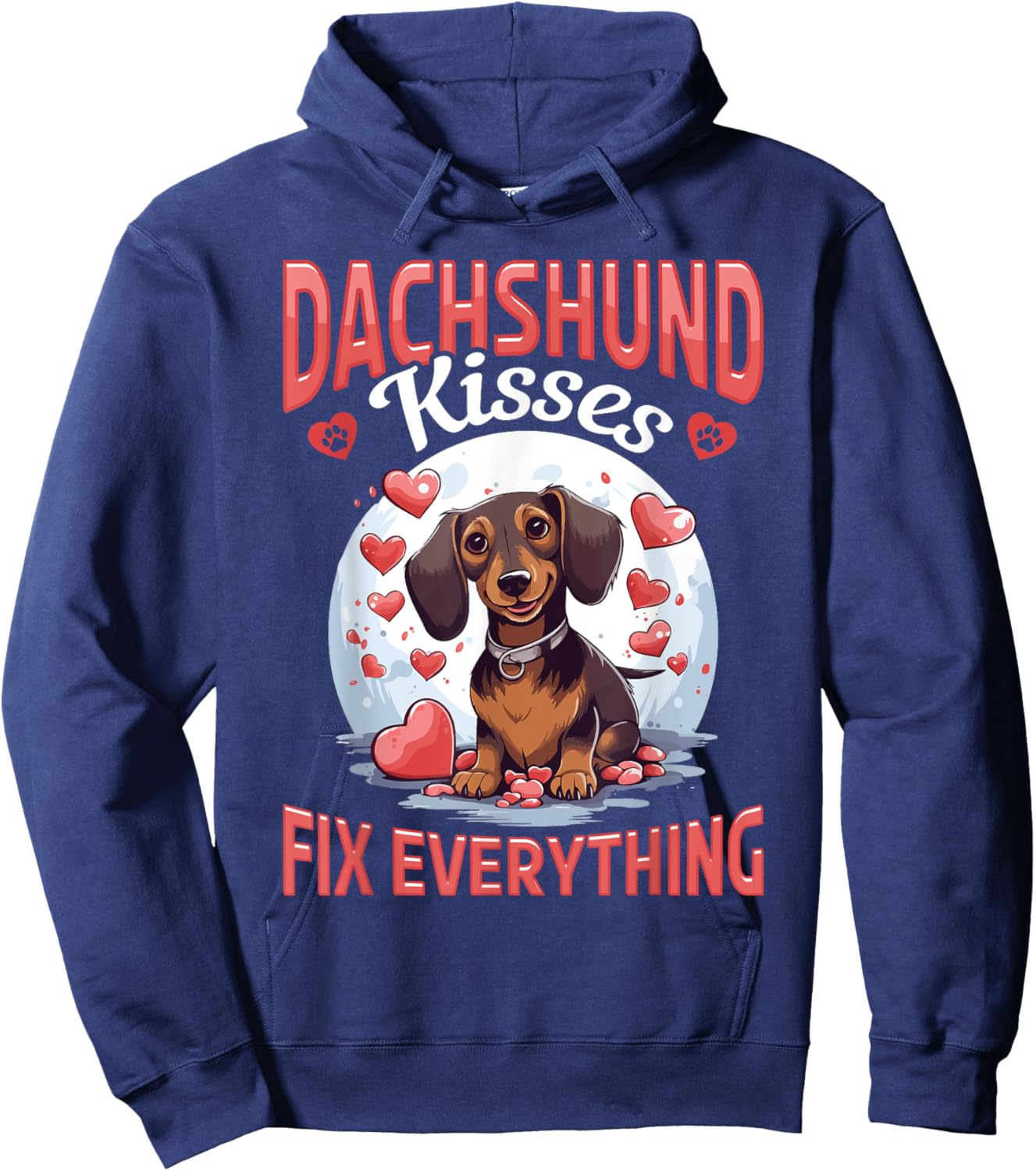badger wiener sausage dog Dachshund kisses Fix everything Men Women Girls Kids Hoodie - Hoodie | Navy