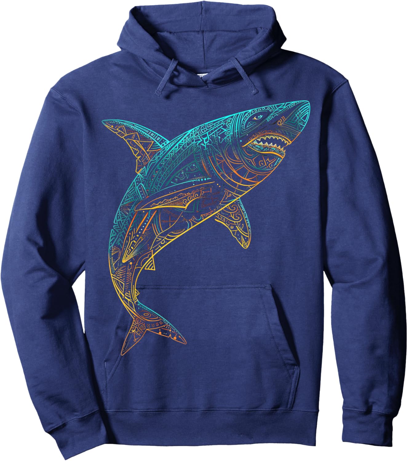 Shark Mandala Art Animal Love Fantasy Graphic Shark Hoodie - Hoodie | Navy