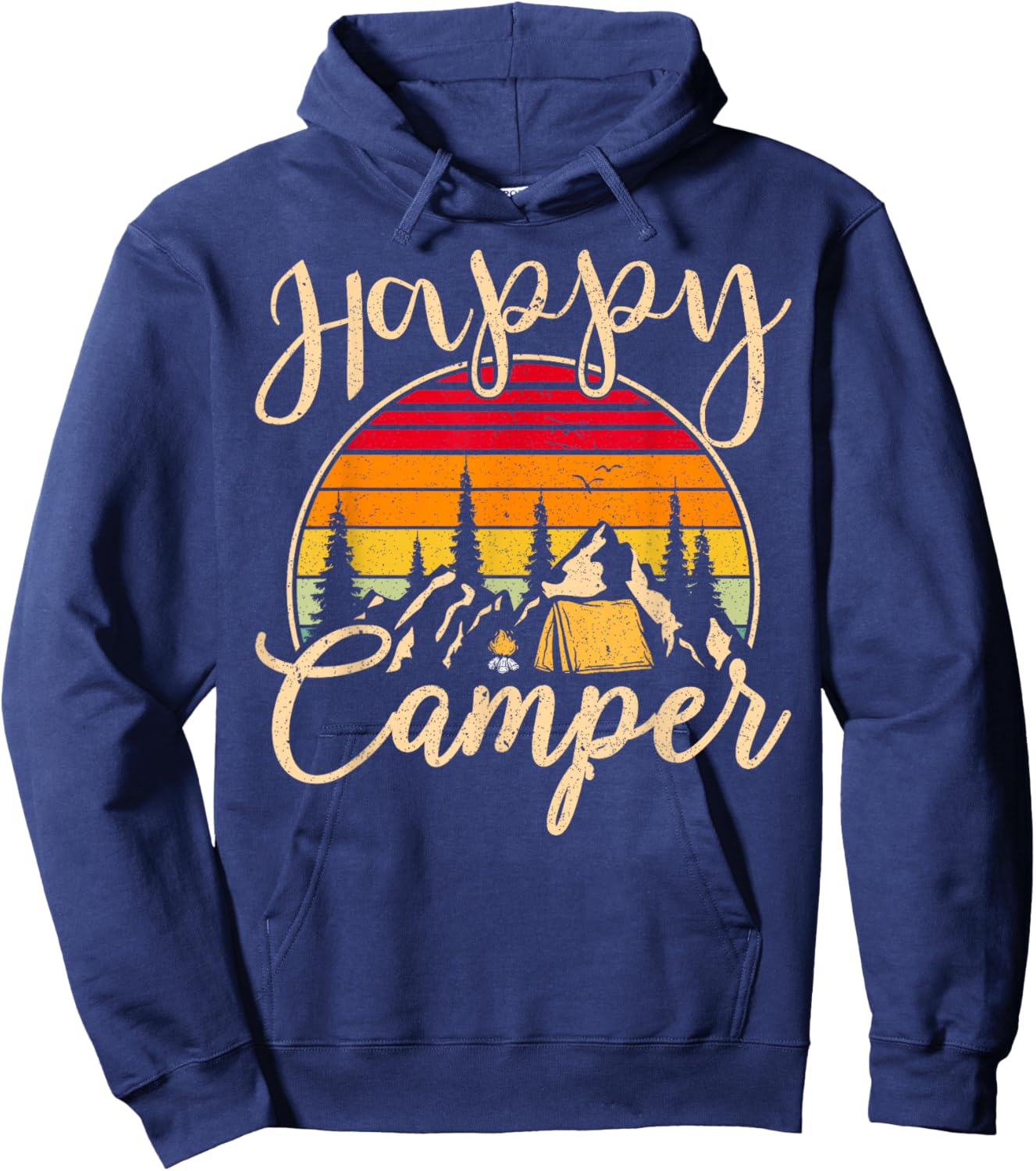 Funny Camper Outdoor Activity Camping Lover Happy Camper Hoodie - Hoodie | Navy