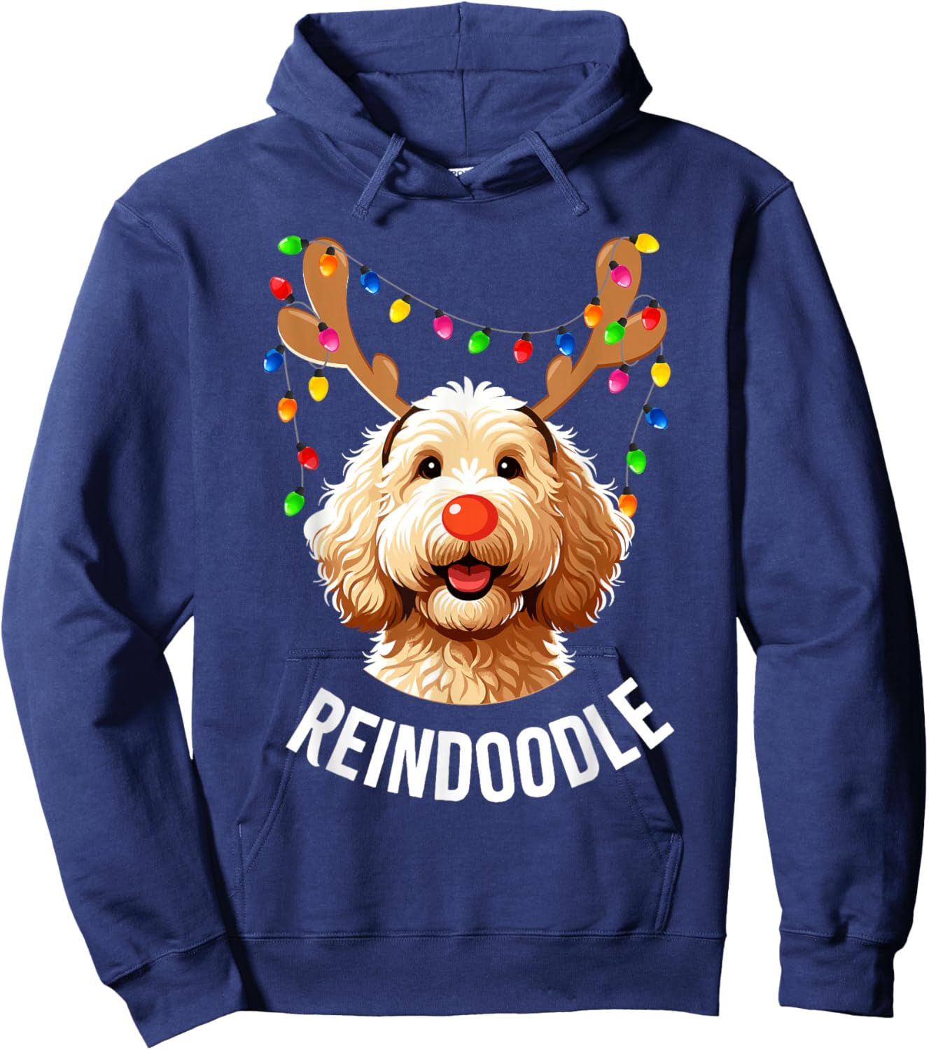 Christmas Goldendoodle Reindeer Doodle Dog Reindoodle Dog Hoodie - Hoodie | Navy